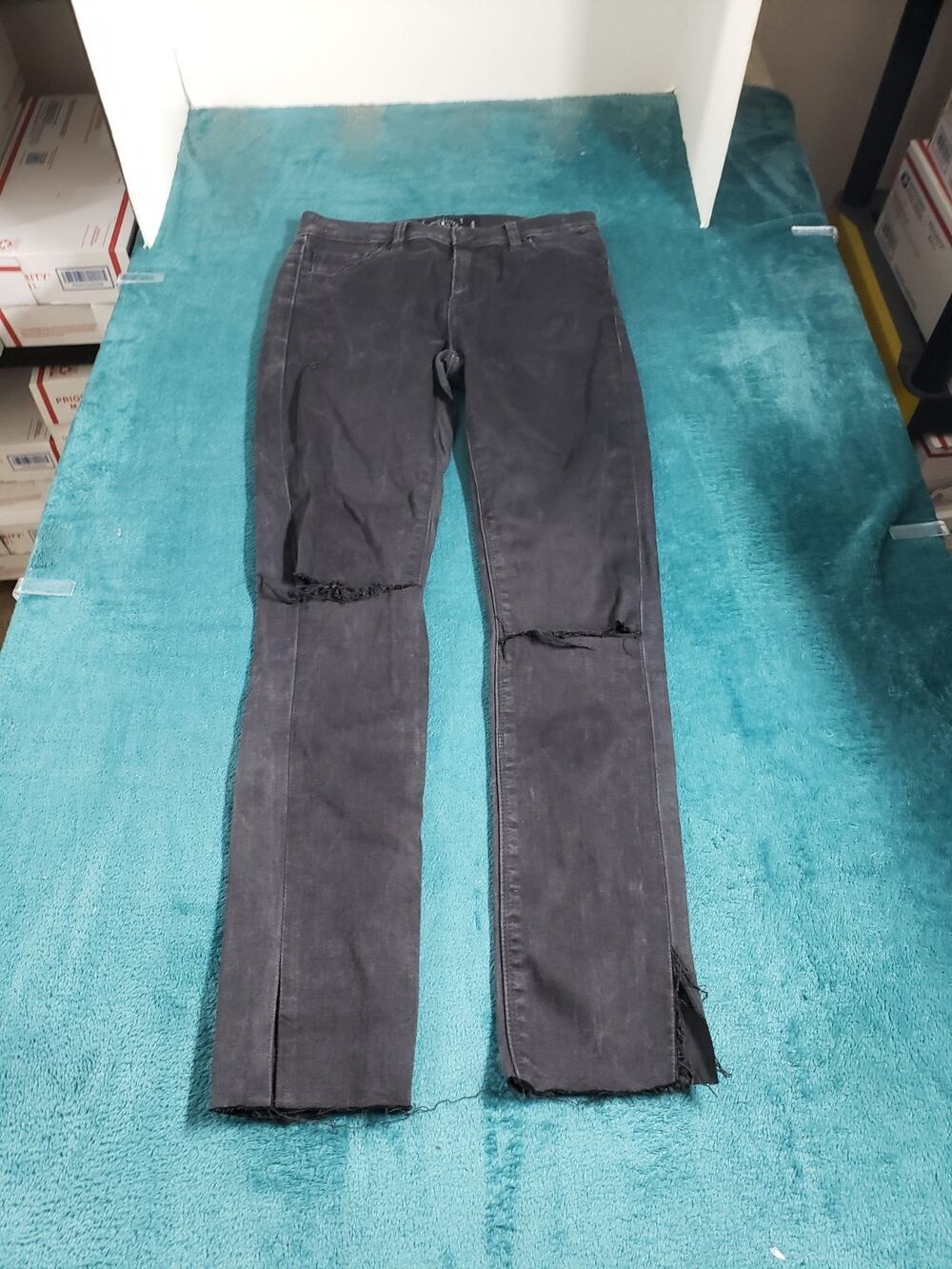 Lucky Brand Jeans Size 0 Womens Black Pants Fray Hem Mid Rise Bridgette Skinny